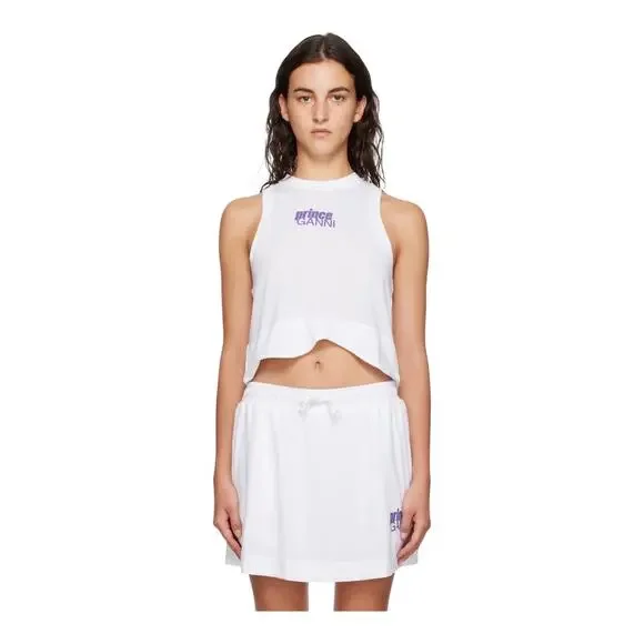 GANNI x Prince Active Mesh White Top Size XL Tops